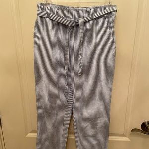 Zara Light Blue Pinstripe Capri Pants XS